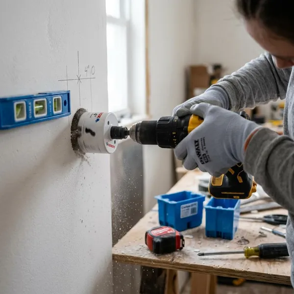 Steckdosenloch Schritt für Schritt bohren